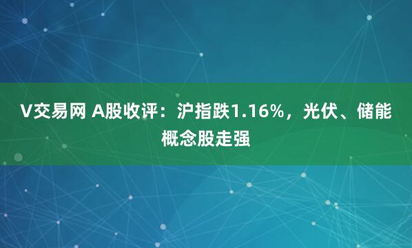 V交易网 A股收评：沪指跌1.16%，光伏、储能概念股走强