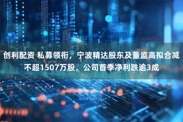 创利配资 私募领衔，宁波精达股东及董监高拟合减不超1507万股，公司首季净利跌逾3成
