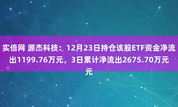 实倍网 源杰科技：12月23日持仓该股ETF资金净流出1199.76万元，3日累计净流出2675.70万元